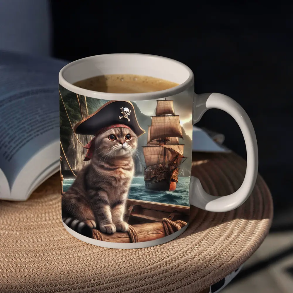 Scottish Fold Pirate Cat Ship Ocean – Mugs
