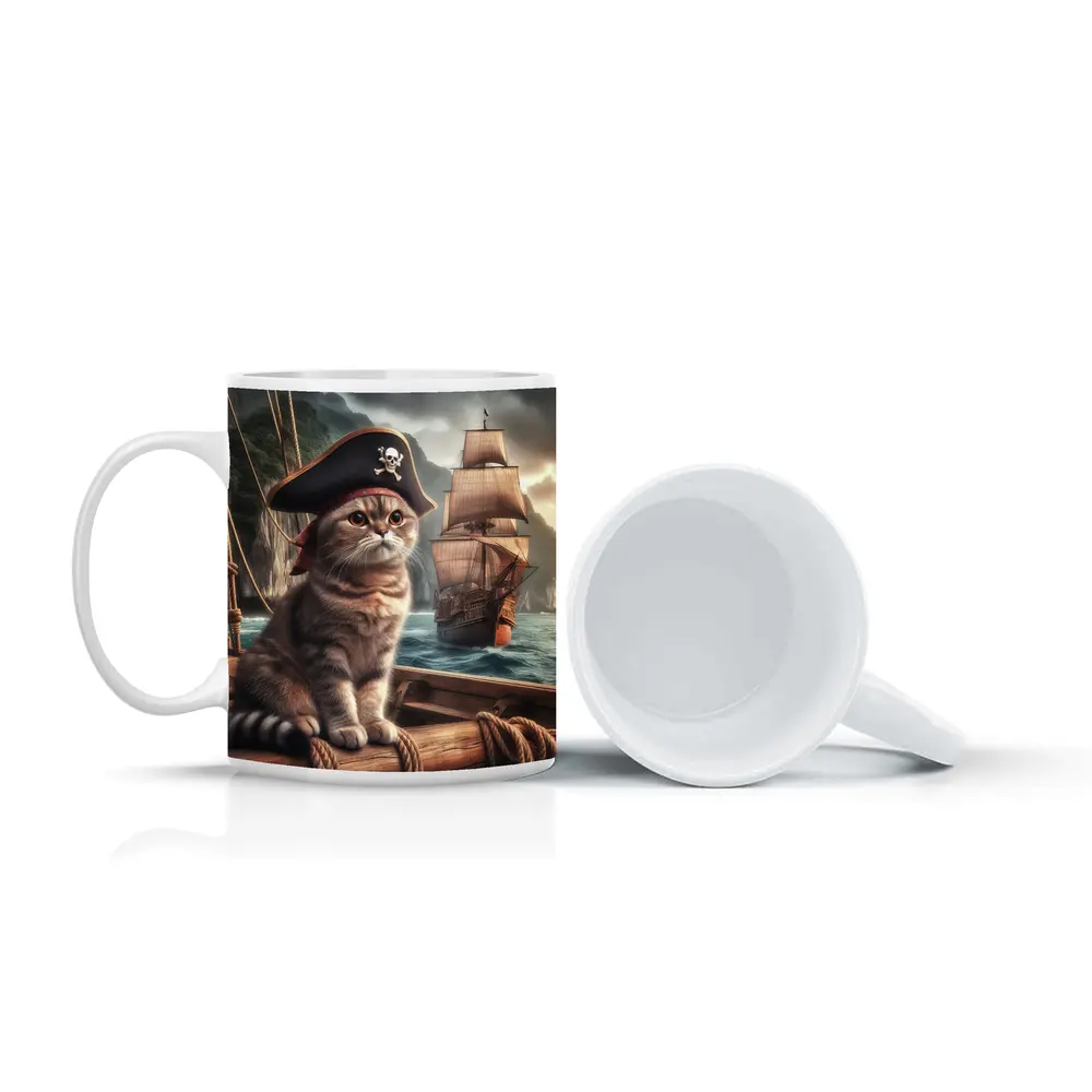 Scottish Fold Pirate Cat Ship Ocean – Mugs