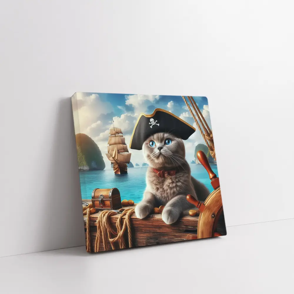 Scottish Fold Pirate Cat On Ship – Wall Art