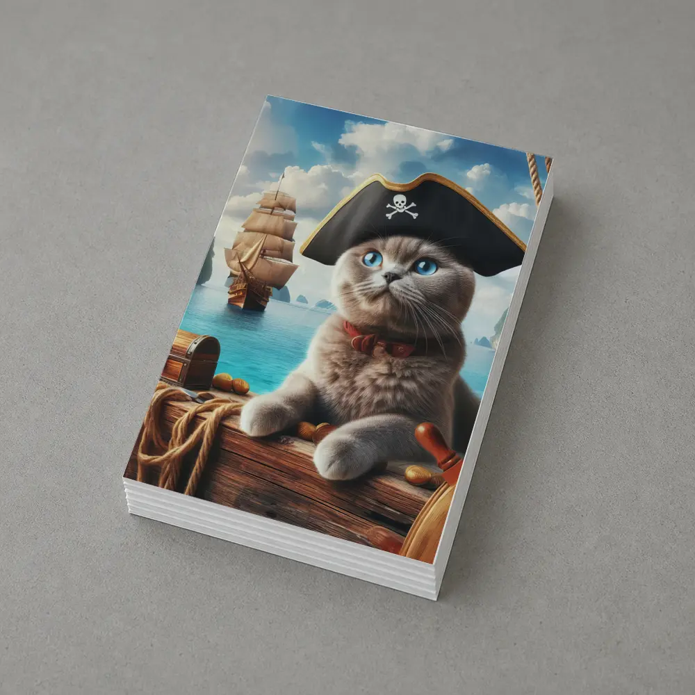 Scottish Fold Pirate Cat On Ship – Postcards