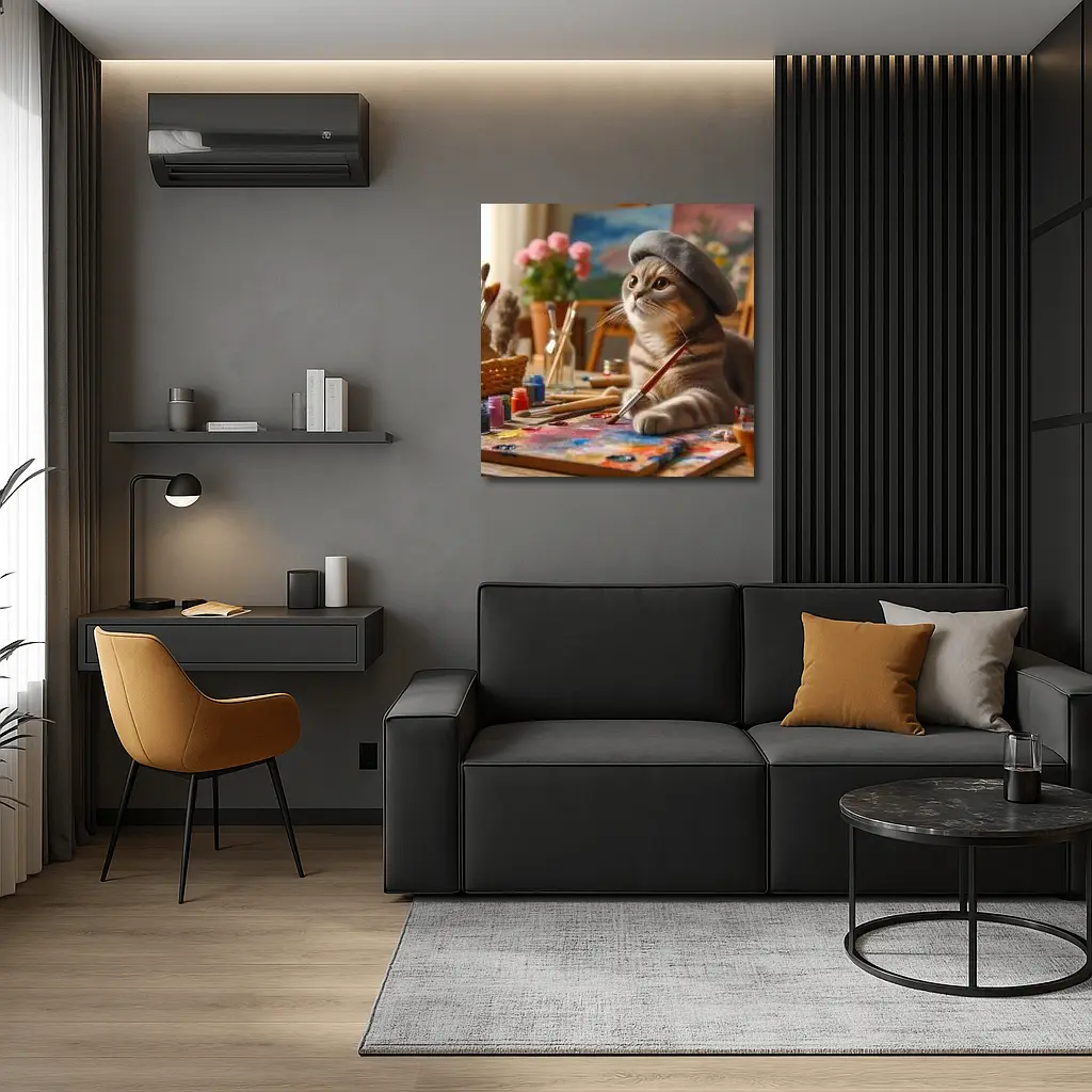 Scottish Fold Cat Artist Painting Studio – Wall Art