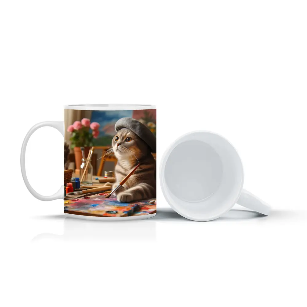 Scottish Fold Cat Artist Painting Studio – Mugs