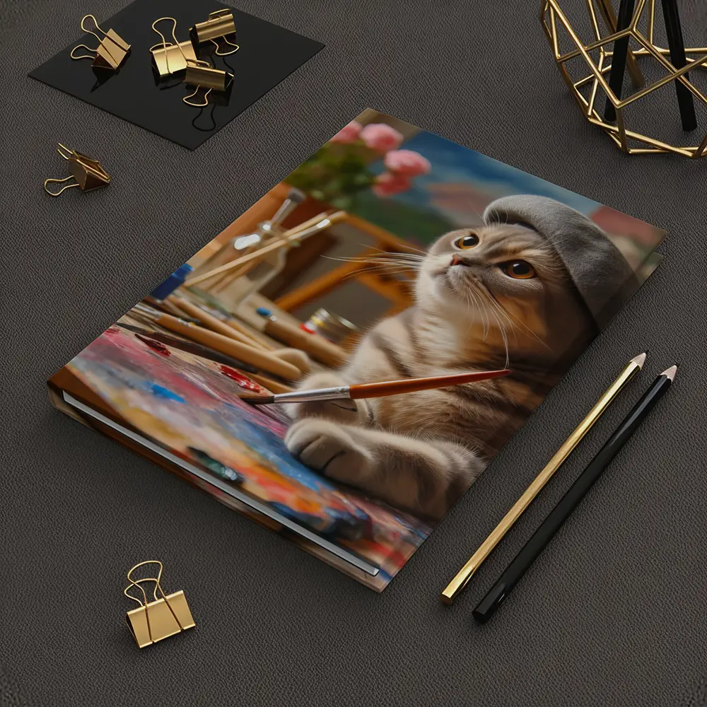 Scottish Fold Cat Artist Painting Studio – Notebooks