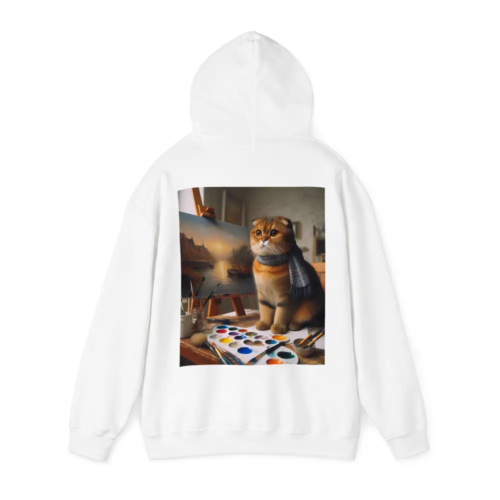 Scottish Fold Cat Artist Studio Painting – Hoodies