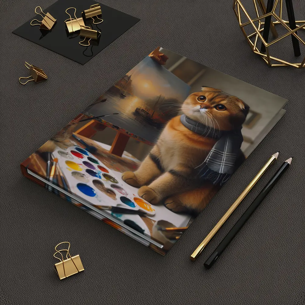 Scottish Fold Cat Artist Studio Painting – Notebooks