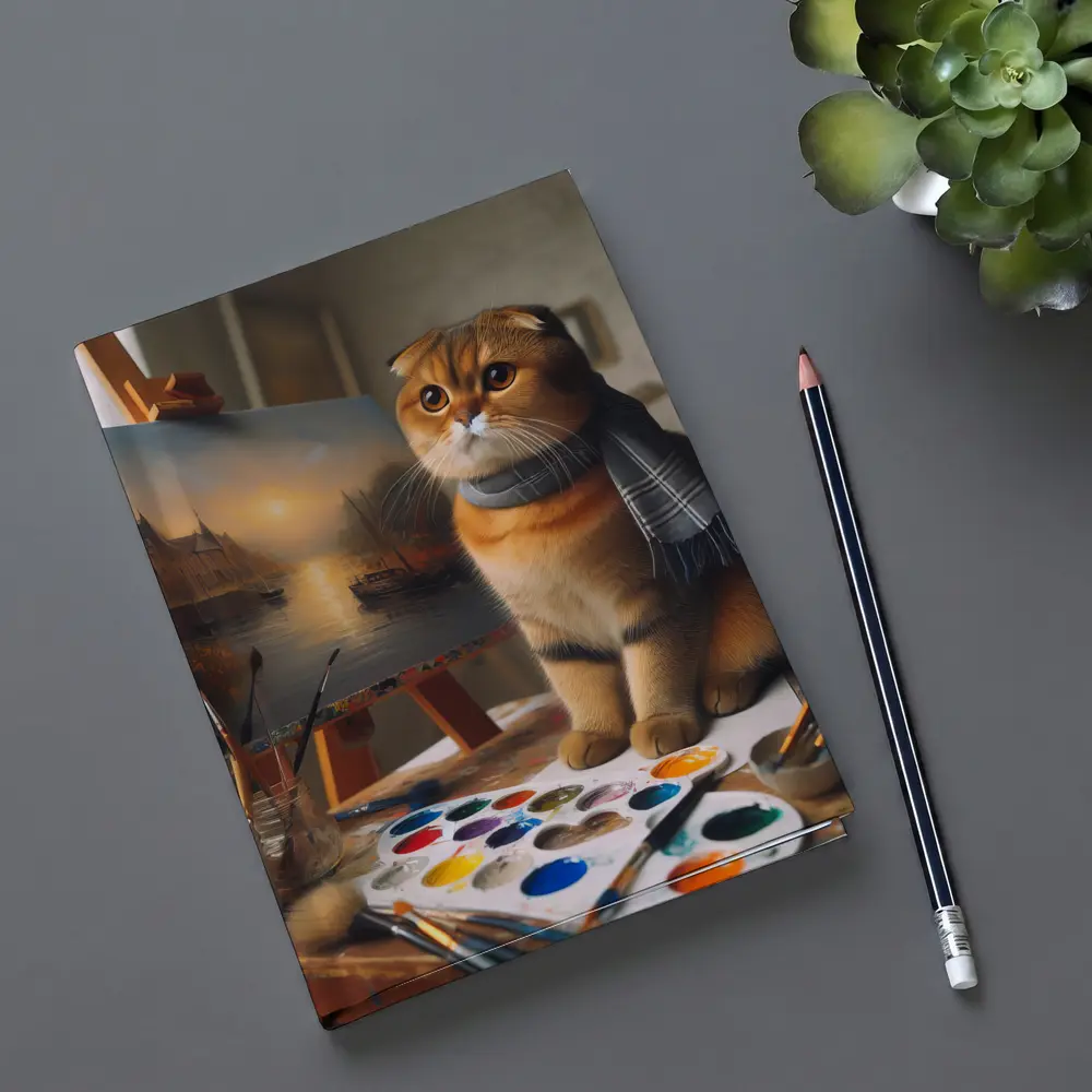 Scottish Fold Cat Artist Studio Painting – Notebooks