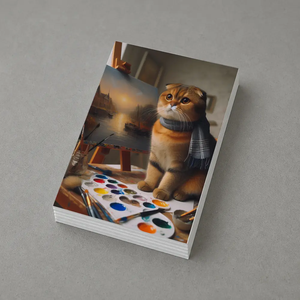 Scottish Fold Cat Artist Studio Painting – Postcards