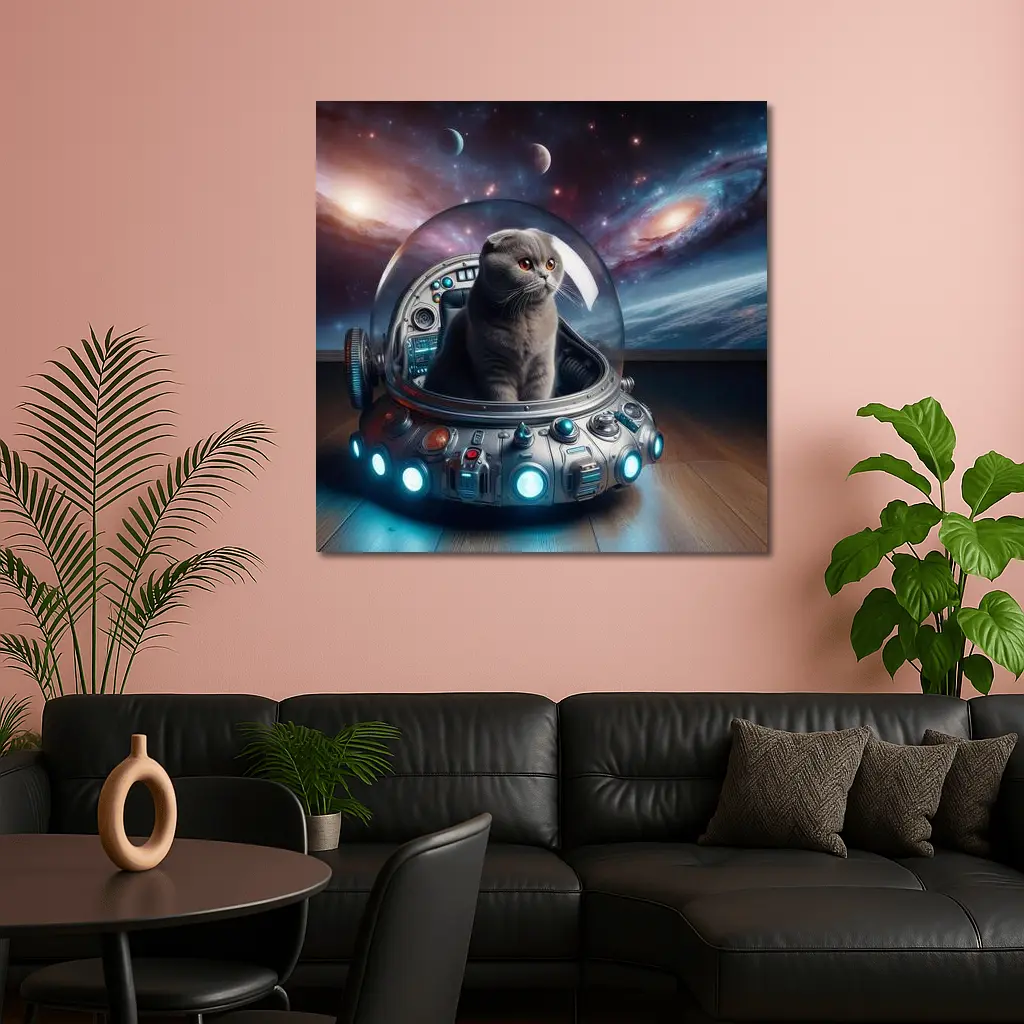 Scottish Fold Cat Space UFO Galaxy – Wall Art