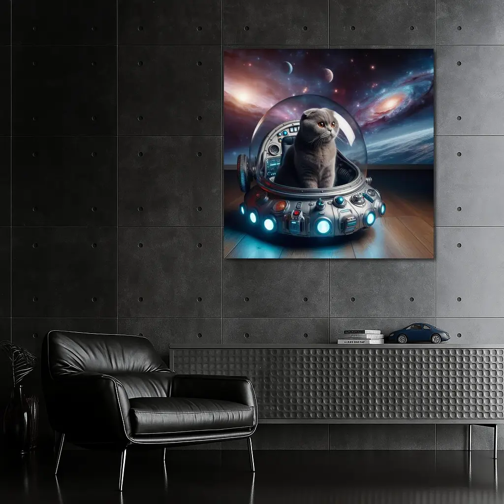 Scottish Fold Cat Space UFO Galaxy – Wall Art