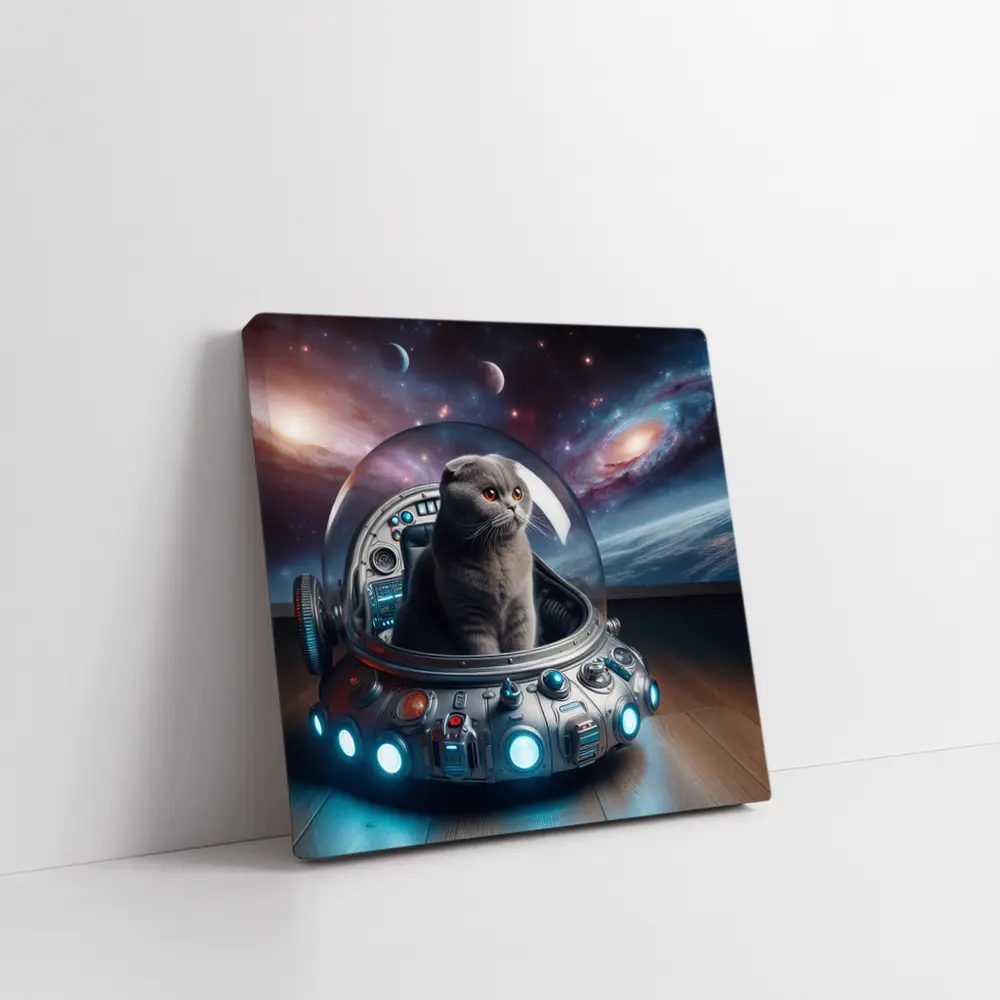 Scottish Fold Cat Space UFO Galaxy – Wall Art