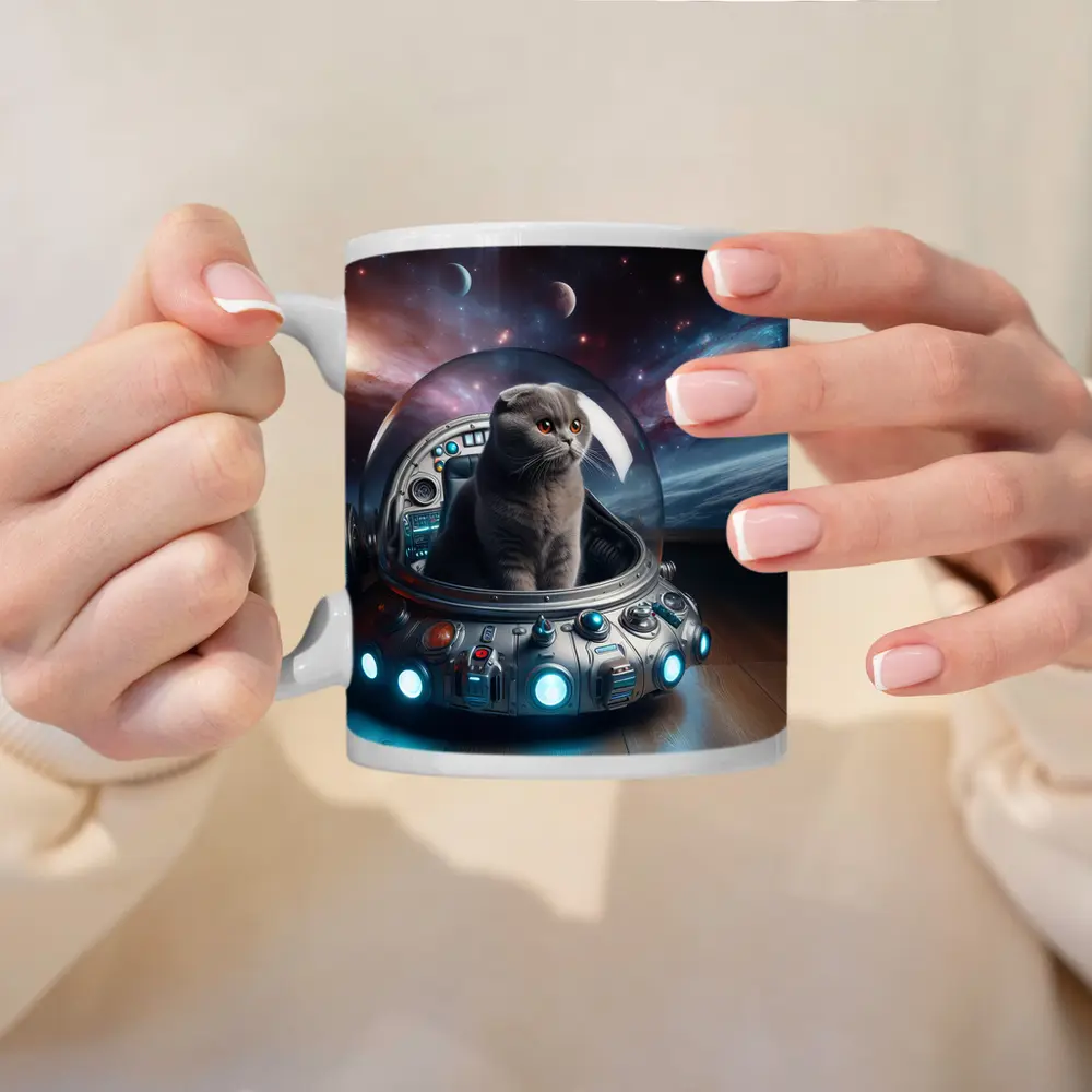 Scottish Fold Cat Space UFO Galaxy – Mugs