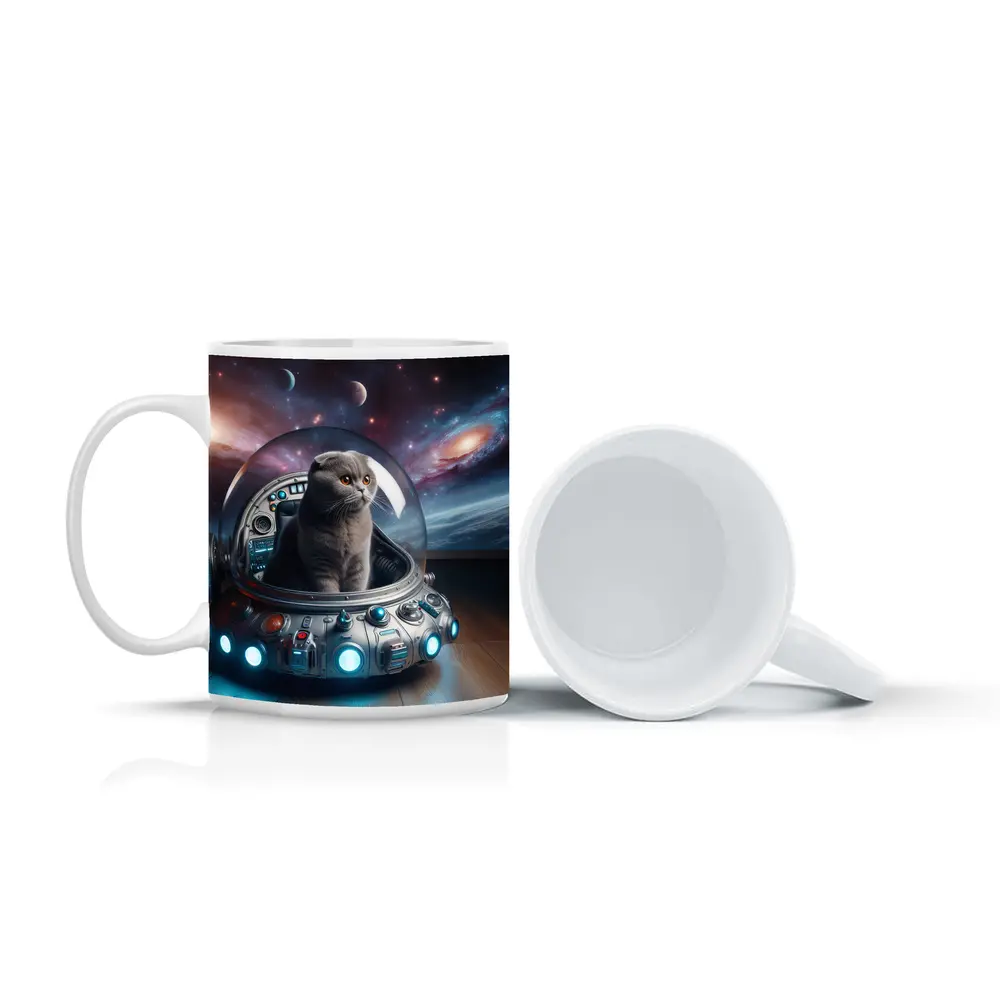 Scottish Fold Cat Space UFO Galaxy – Mugs