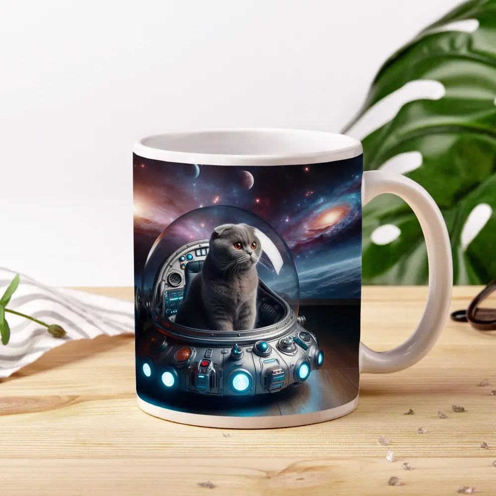 Scottish Fold Cat Space UFO Galaxy – Mugs