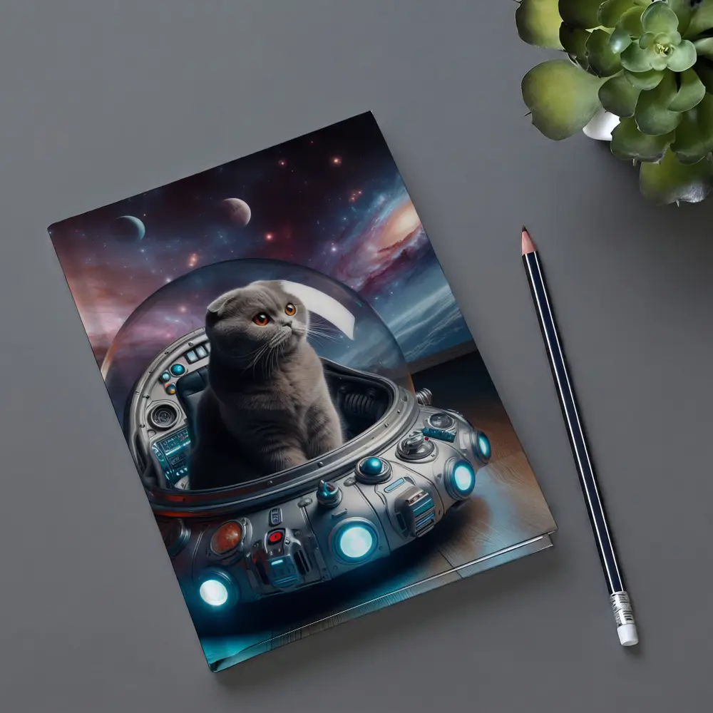 Scottish Fold Cat Space UFO Galaxy – Notebooks