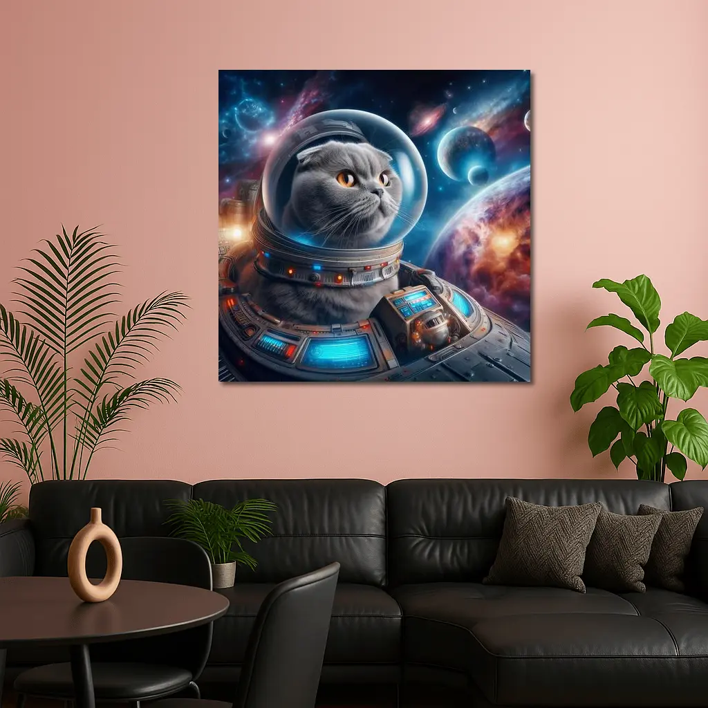 Scottish Fold Cat Astronaut Deep Space – Wall Art