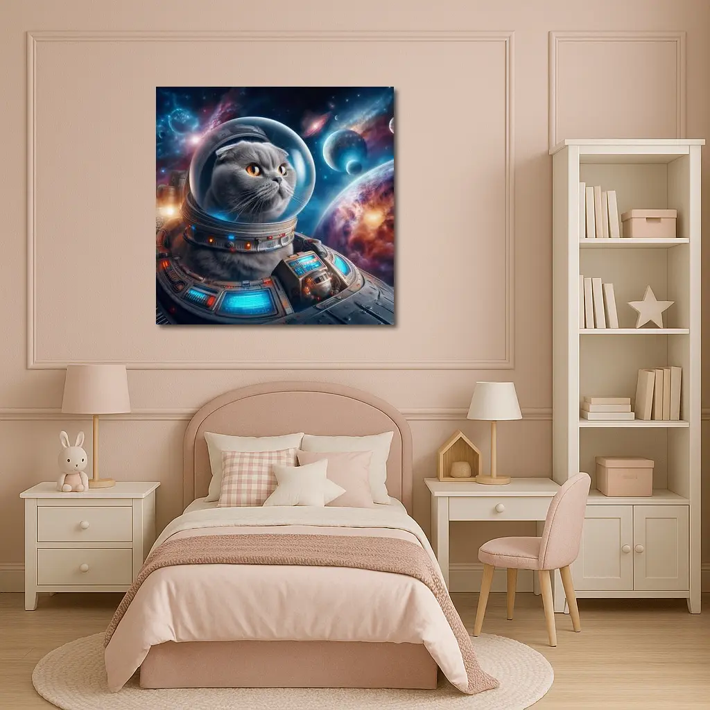 Scottish Fold Cat Astronaut Deep Space – Wall Art