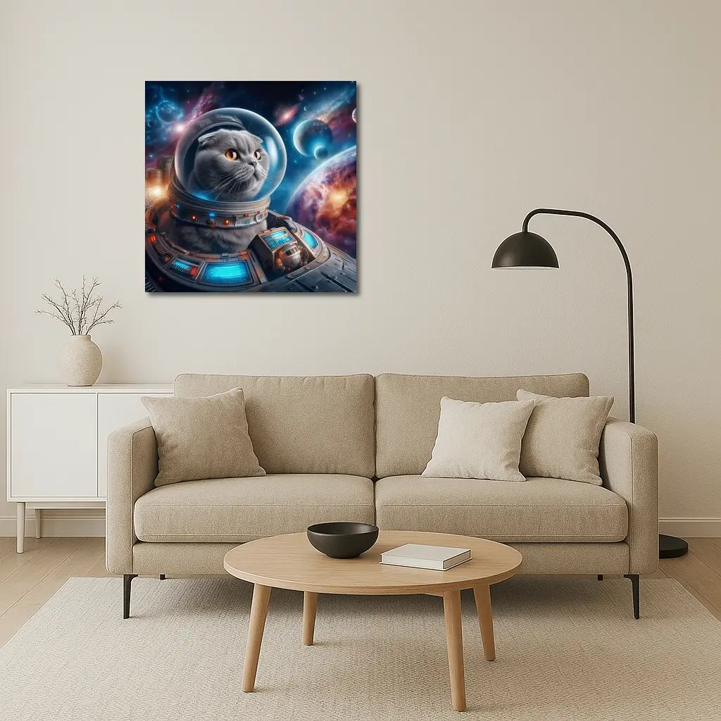 Scottish Fold Cat Astronaut Deep Space – Wall Art