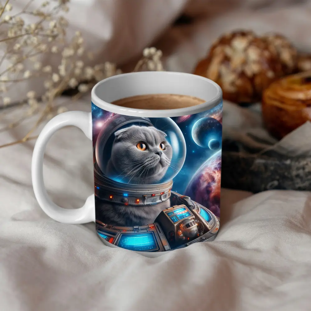 Scottish Fold Cat Astronaut Deep Space – Mugs