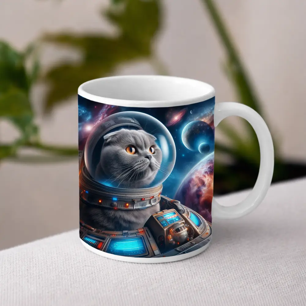 Scottish Fold Cat Astronaut Deep Space – Mugs