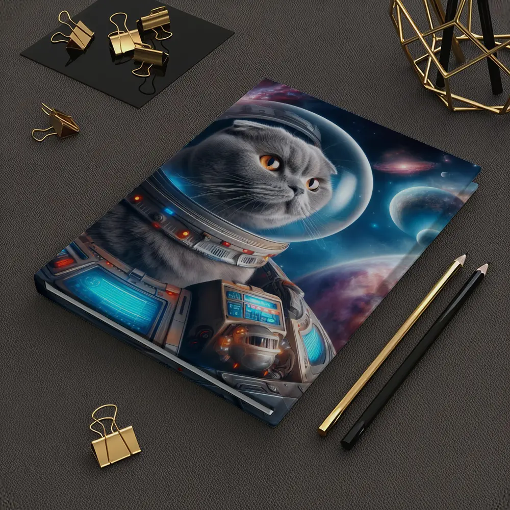 Scottish Fold Cat Astronaut Deep Space – Notebooks