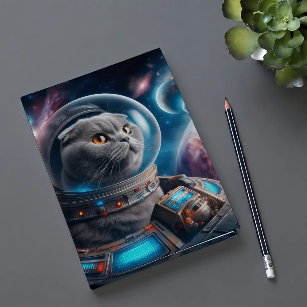 Scottish Fold Cat Astronaut Deep Space – Notebooks