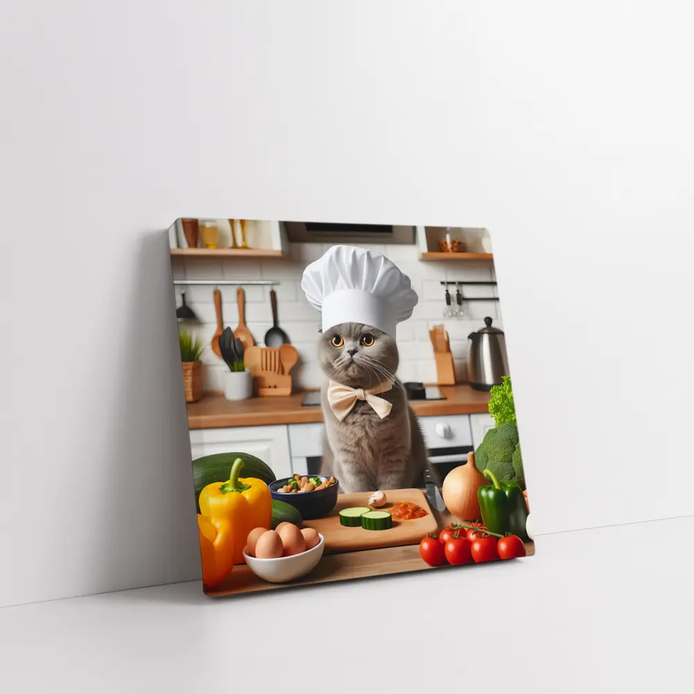 Scottish Fold Chef Cat Kitchen Cooking Scene – Wall Art