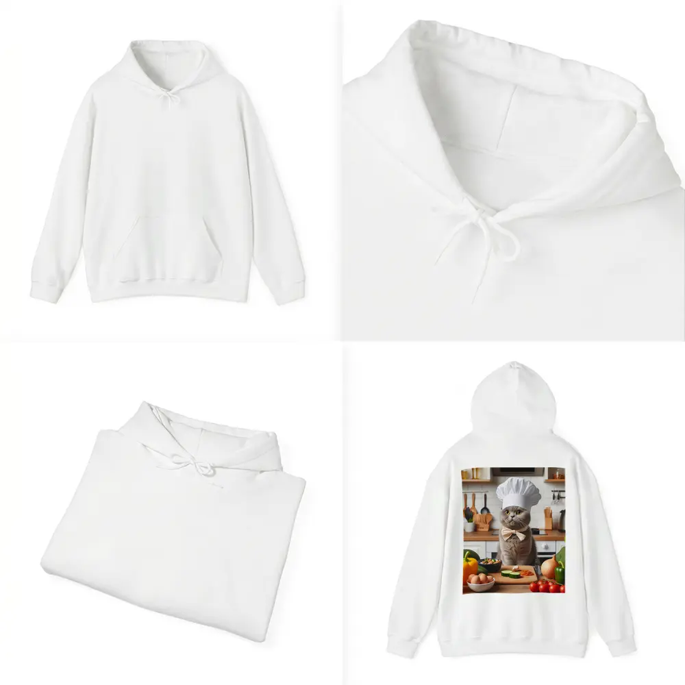 Scottish Fold Chef Cat Kitchen Cooking Scene – Hoodies