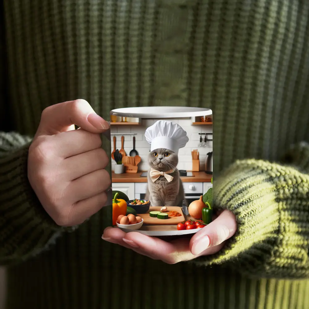 Scottish Fold Chef Cat Kitchen Cooking Scene – Mugs