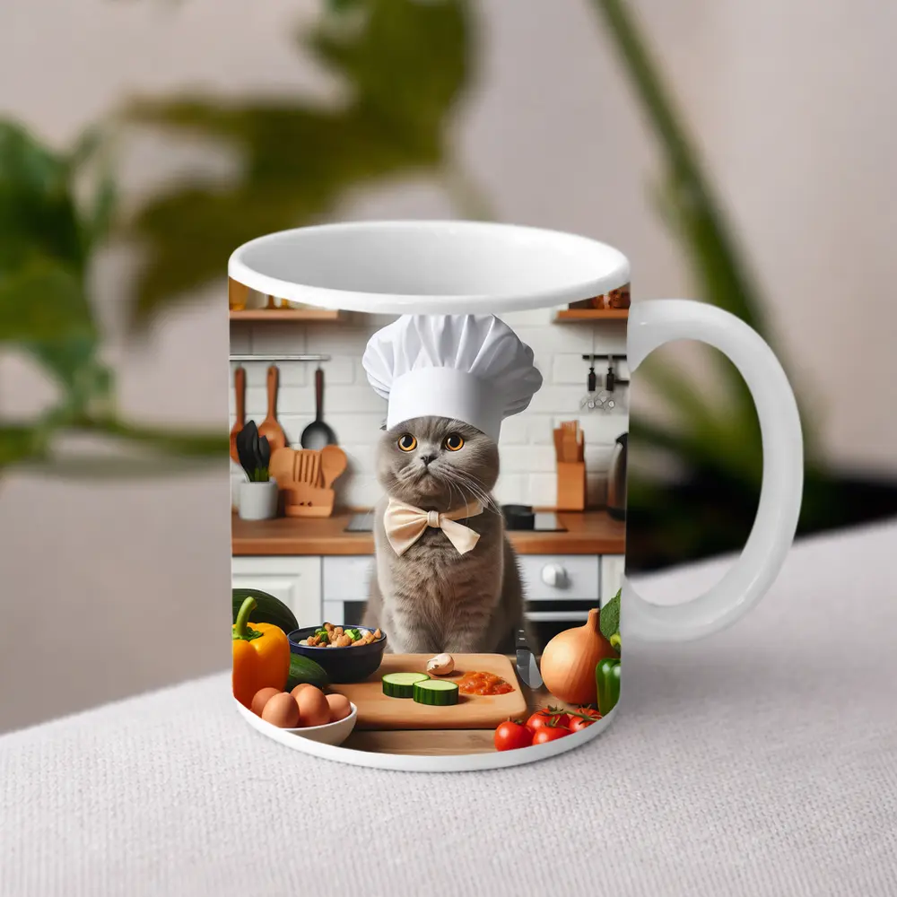 Scottish Fold Chef Cat Kitchen Cooking Scene – Mugs