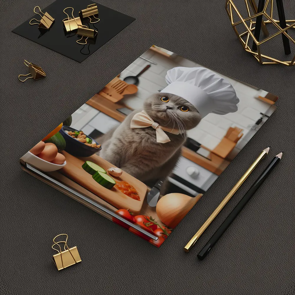 Scottish Fold Chef Cat Kitchen Cooking Scene – Notebooks