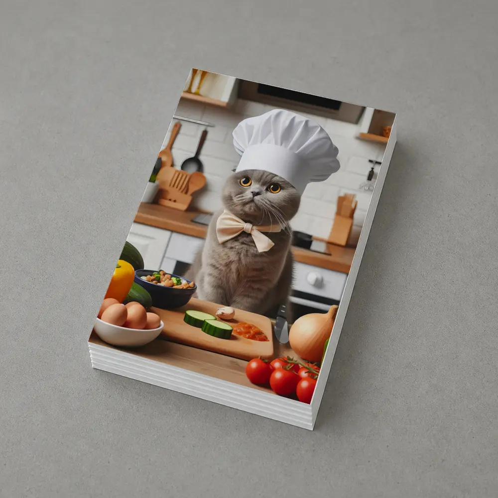 Scottish Fold Chef Cat Kitchen Cooking Scene – Postcards