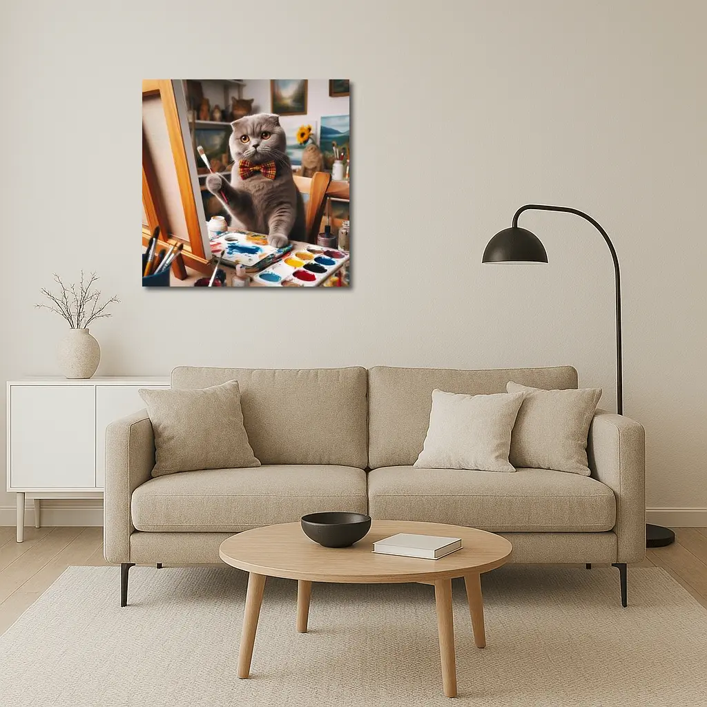 Scottish Fold Cat Painting Artist Studio – Wall Art