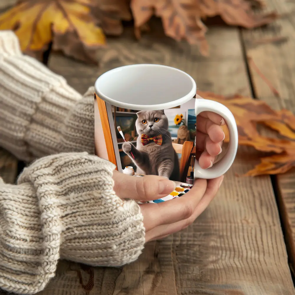 Scottish Fold Cat Painting Artist Studio – Mugs