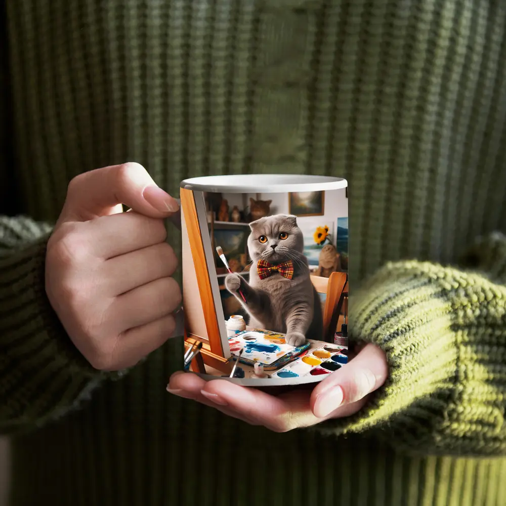 Scottish Fold Cat Painting Artist Studio – Mugs