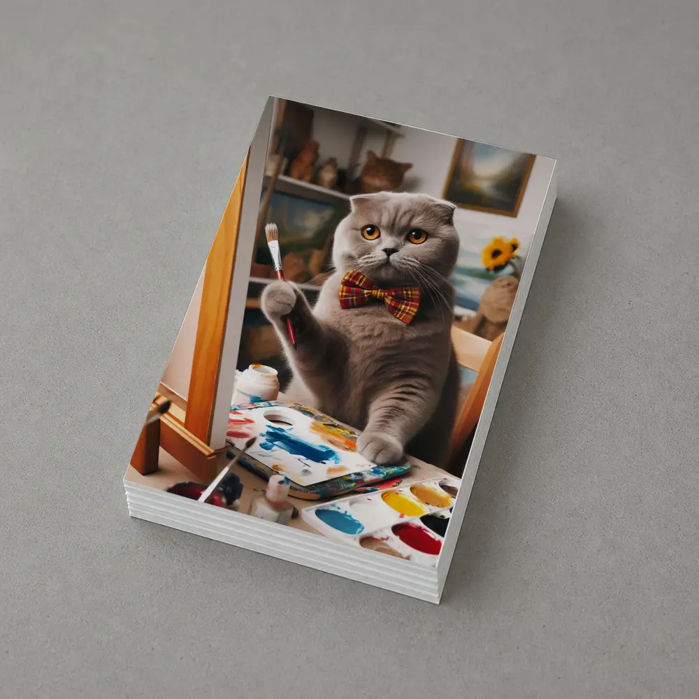 Scottish Fold Cat Painting Artist Studio – Postcards