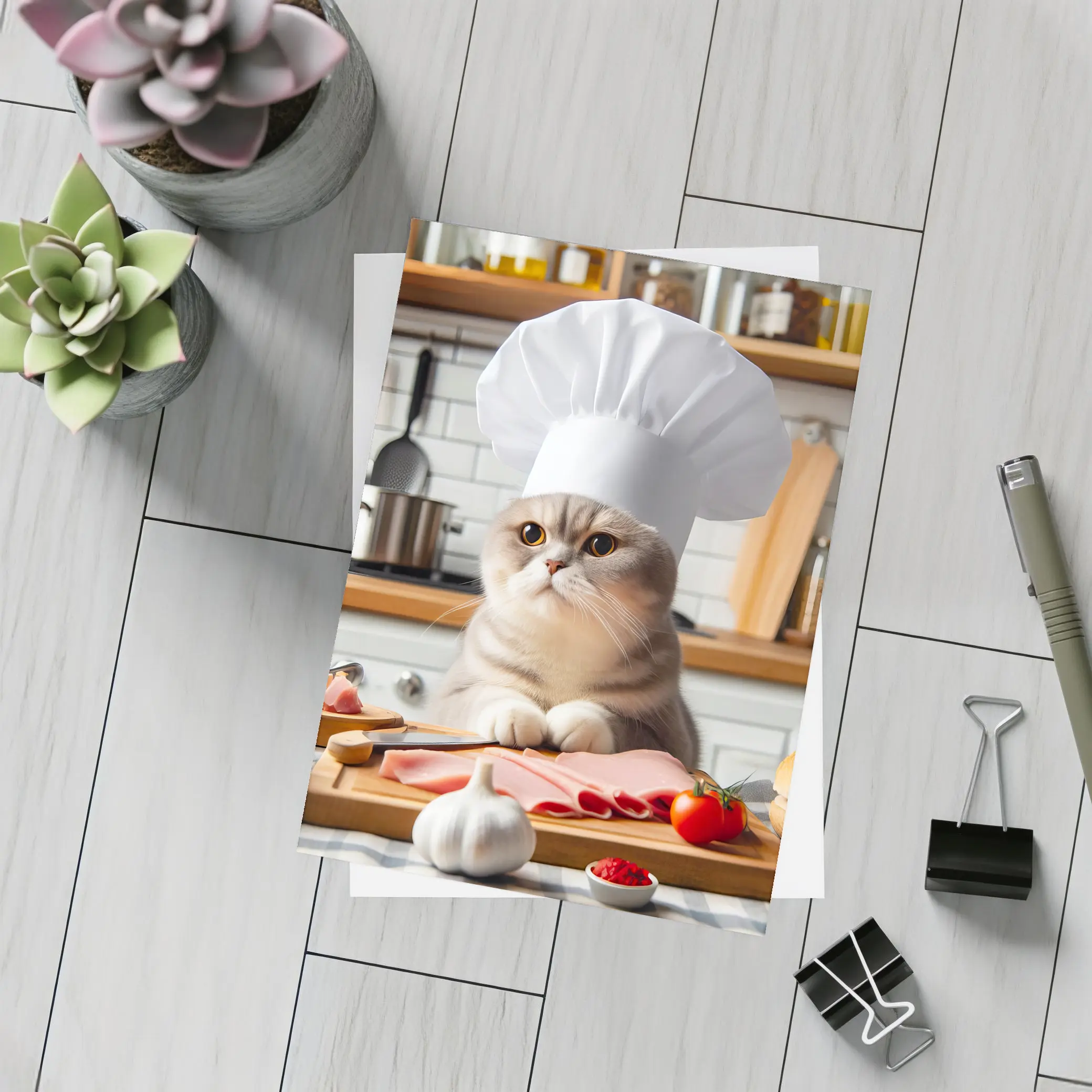 Scottish Fold Cat Chef Hat Kitchen – Postcards