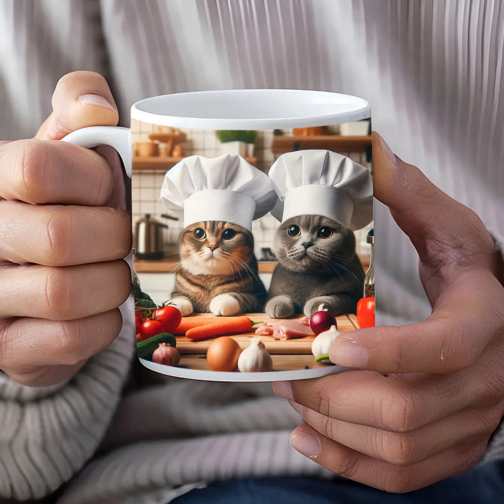 Two Chef Cats Cooking In Kitchen – Mugs