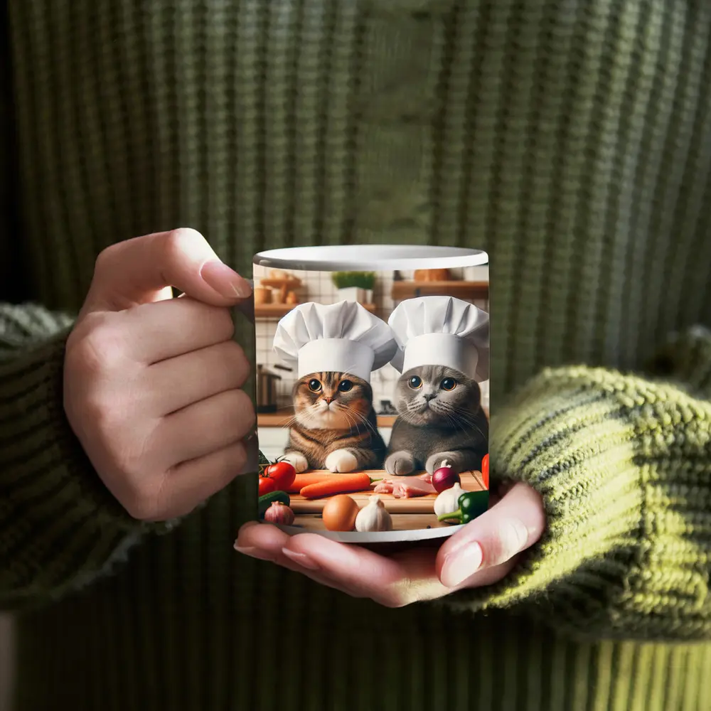 Two Chef Cats Cooking In Kitchen – Mugs