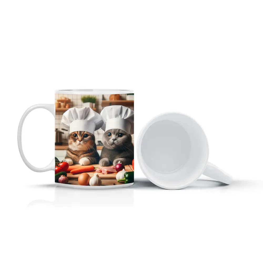 Two Chef Cats Cooking In Kitchen – Mugs