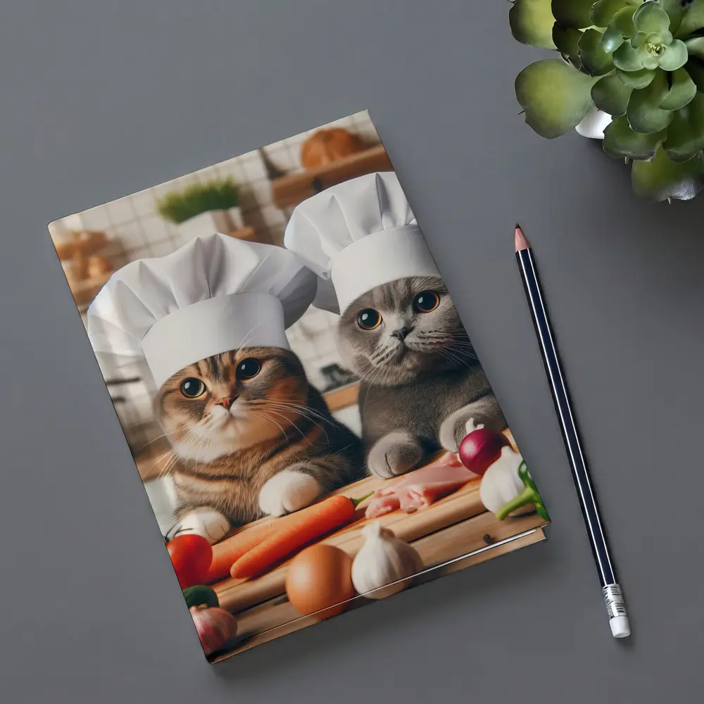 Two Chef Cats Cooking In Kitchen – Notebooks