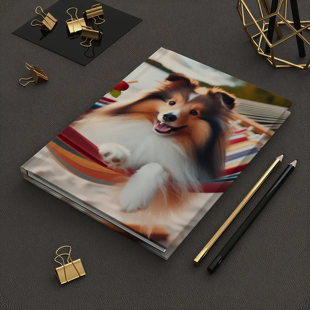 Shetland Sheepdog Relaxing on Beach Hammock – Notebooks