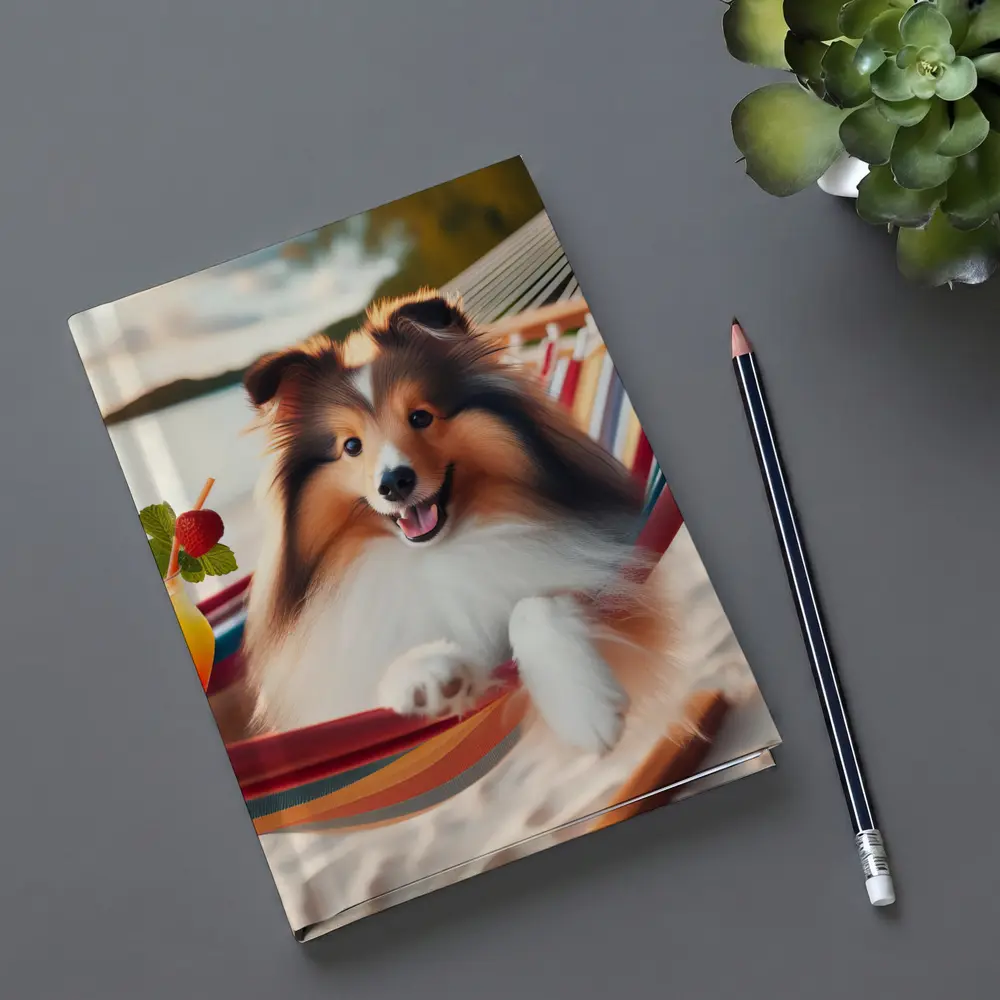 Shetland Sheepdog Relaxing on Beach Hammock – Notebooks