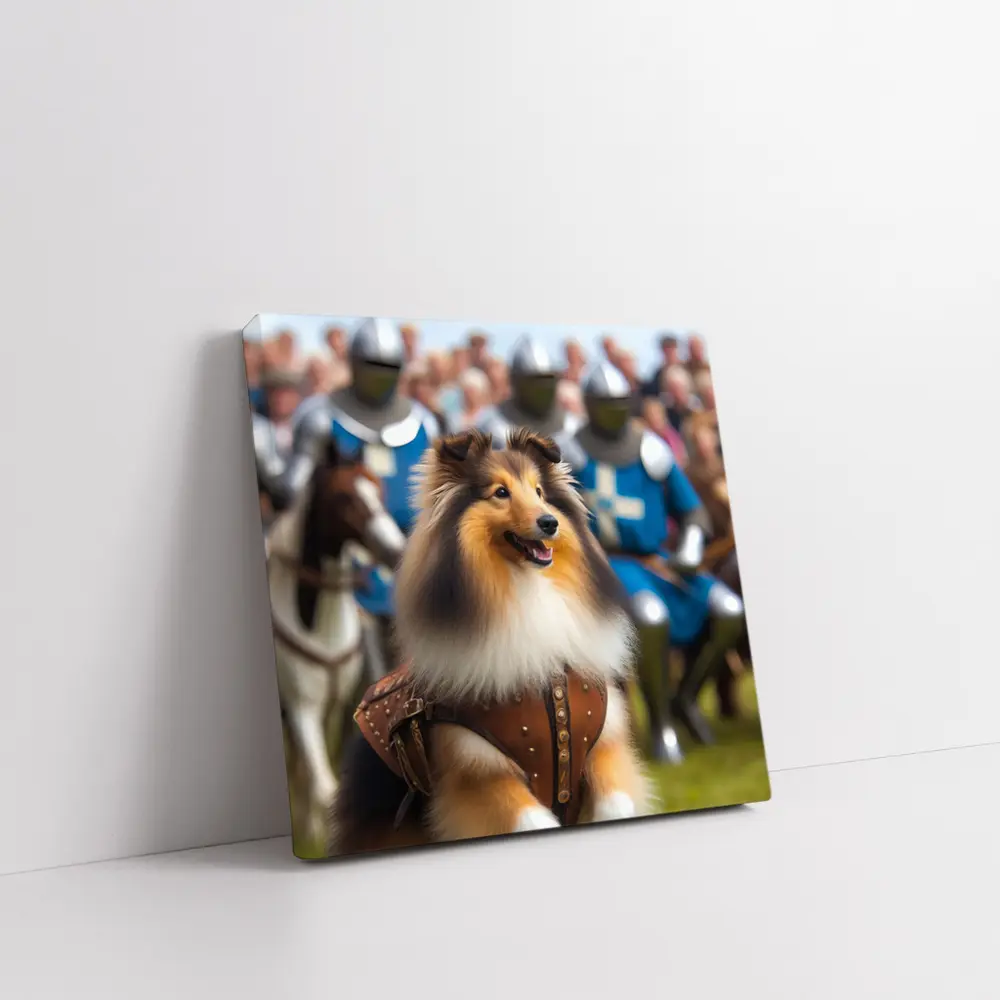 Collie Dog Knight Armor Medieval Battle Scene – Wall Art