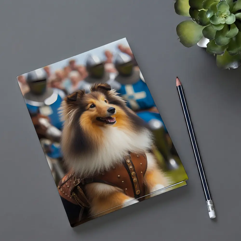 Collie Dog Knight Armor Medieval Battle Scene – Notebooks