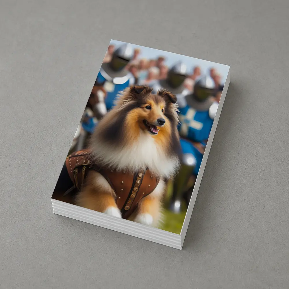 Collie Dog Knight Armor Medieval Battle Scene – Postcards