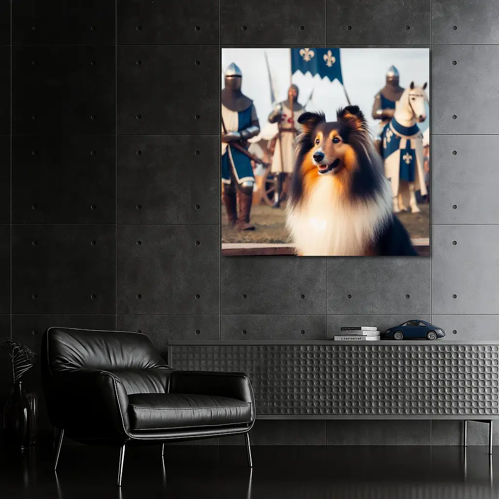 Shetland Sheepdog Medieval Knights Fantasy Scene – Wall Art