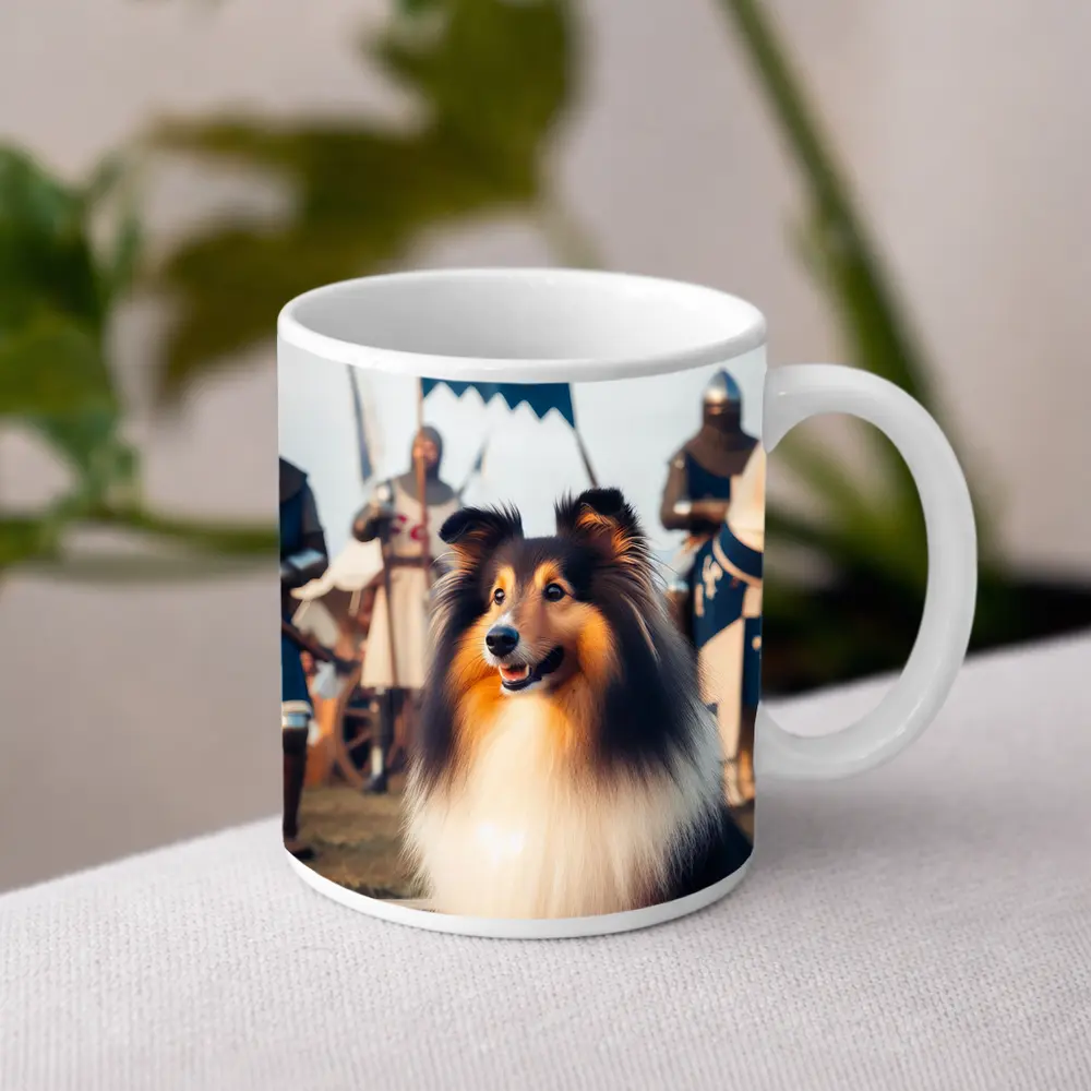 Shetland Sheepdog Medieval Knights Fantasy Scene – Mugs