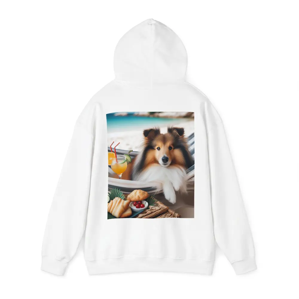 Shetland Sheepdog Relaxing on Beach Hammock – Hoodies
