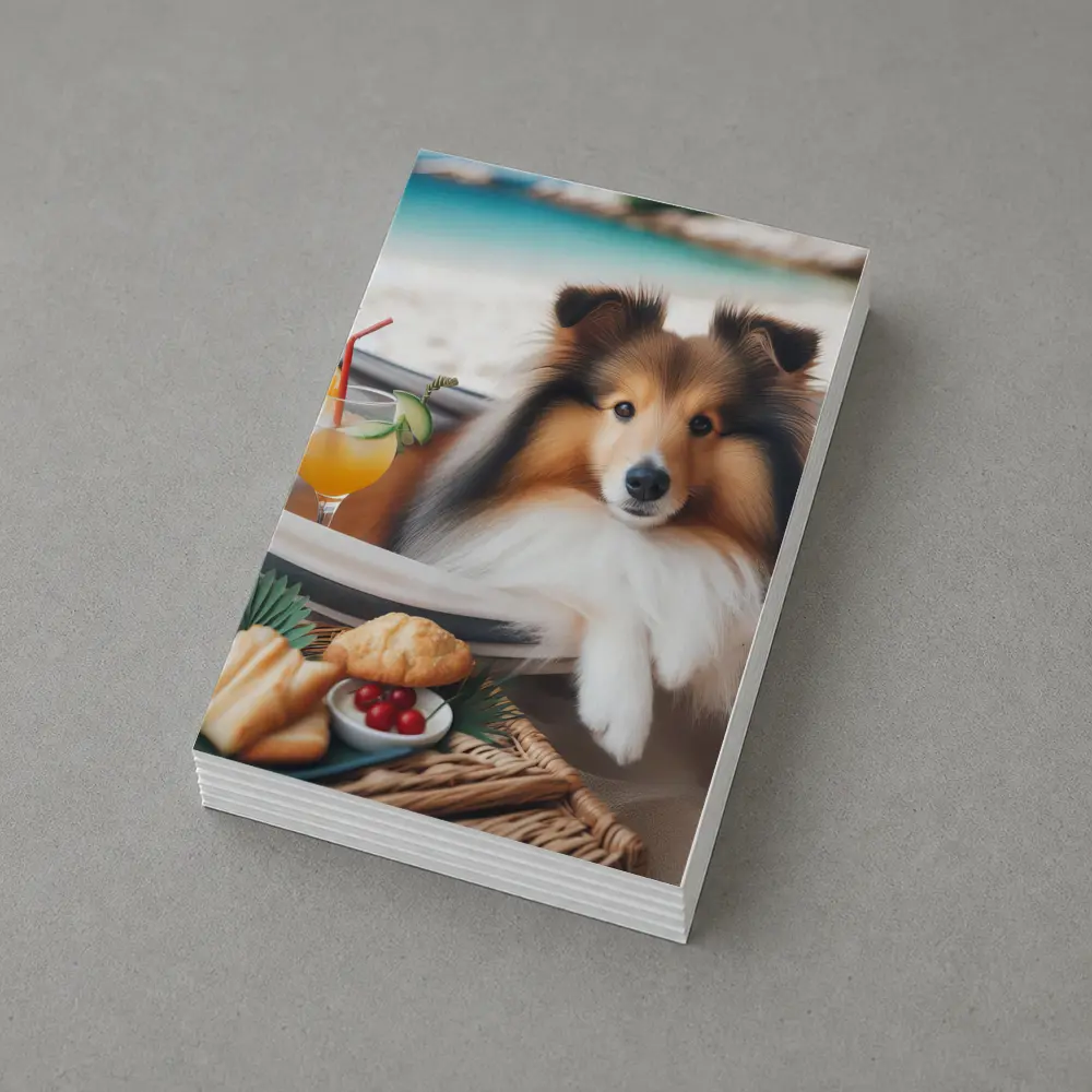 Shetland Sheepdog Relaxing on Beach Hammock – Postcards