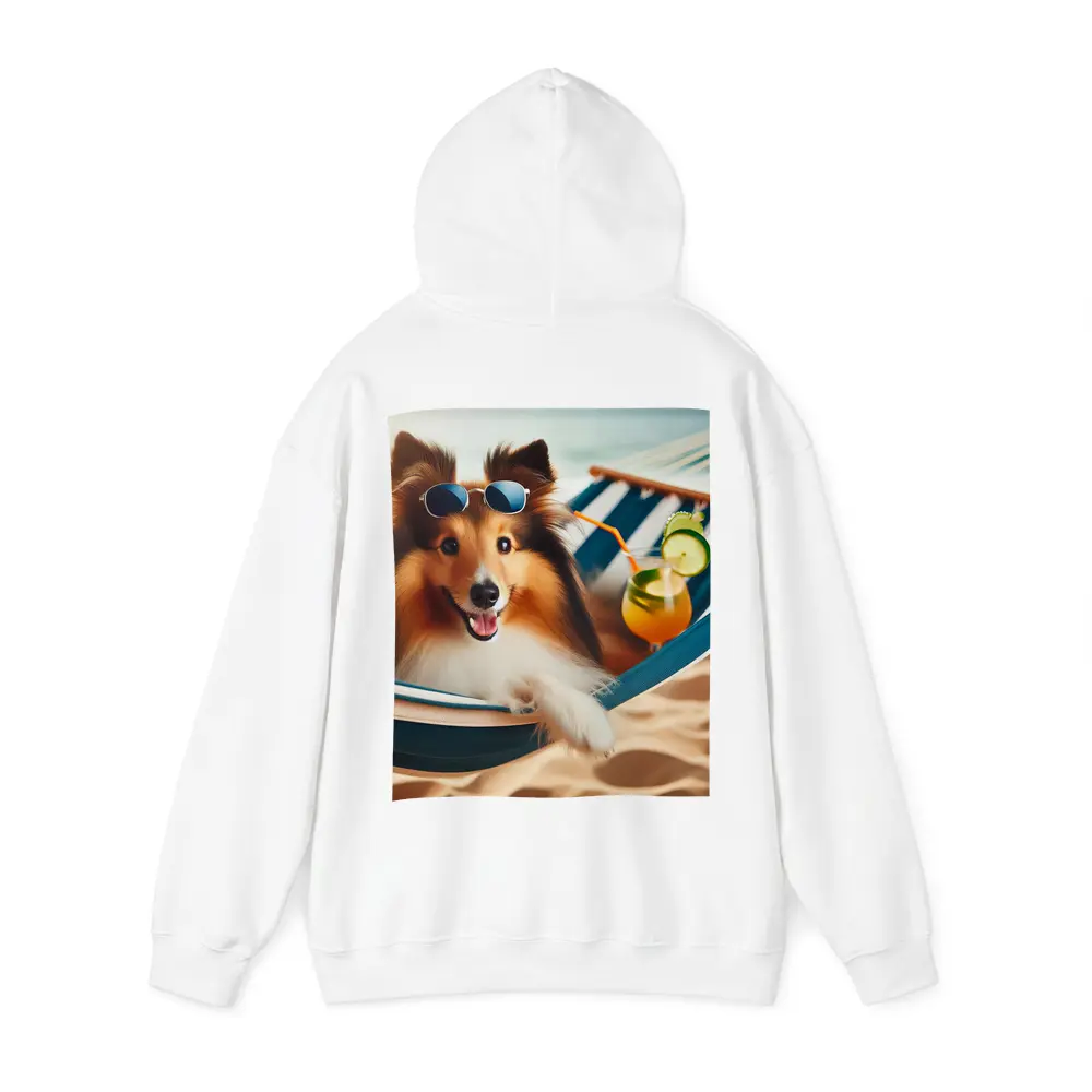 Shetland Sheepdog Relaxing on Beach Hammock – Hoodies